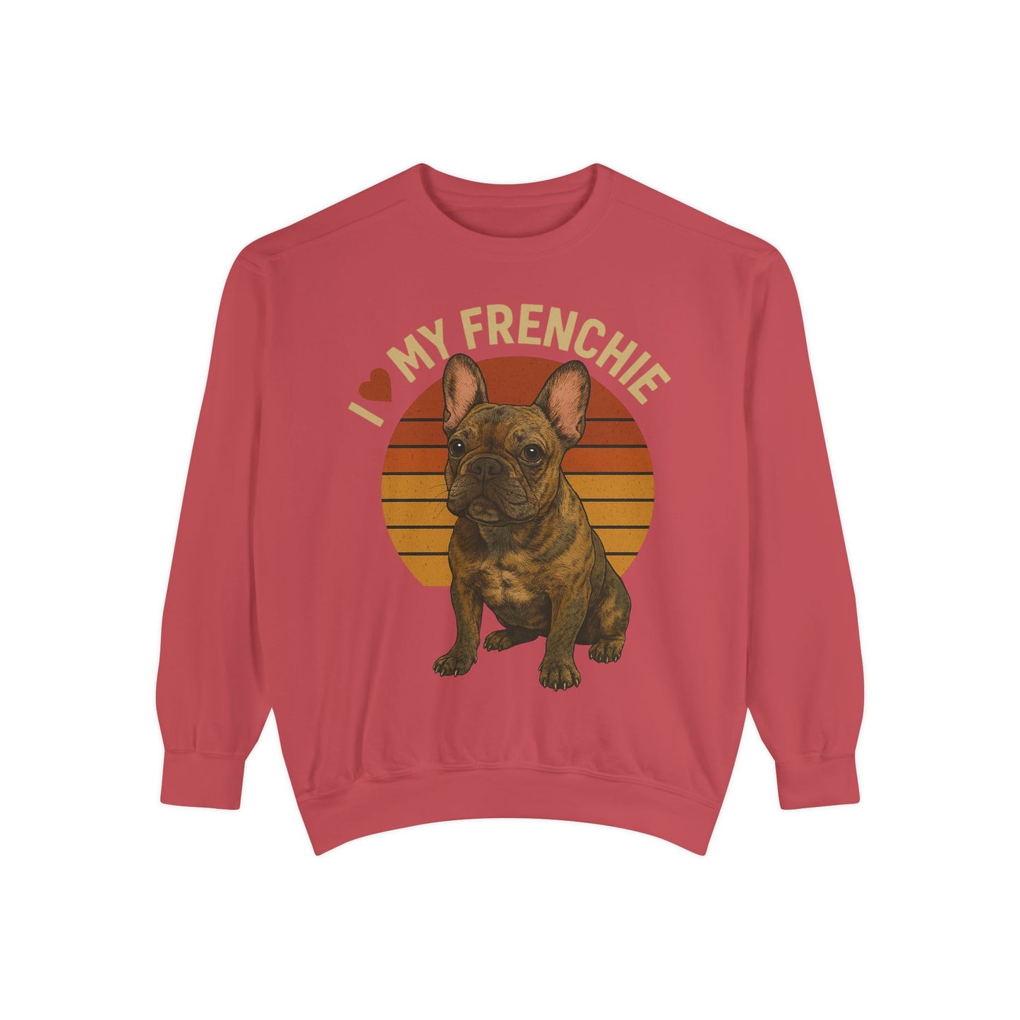 I Love My Frenchie Sweatshirt | Brindle French Bulldog Pullover | Retro Dog Lover Crewneck | Vintage Frenchie Mom & Dad Gift