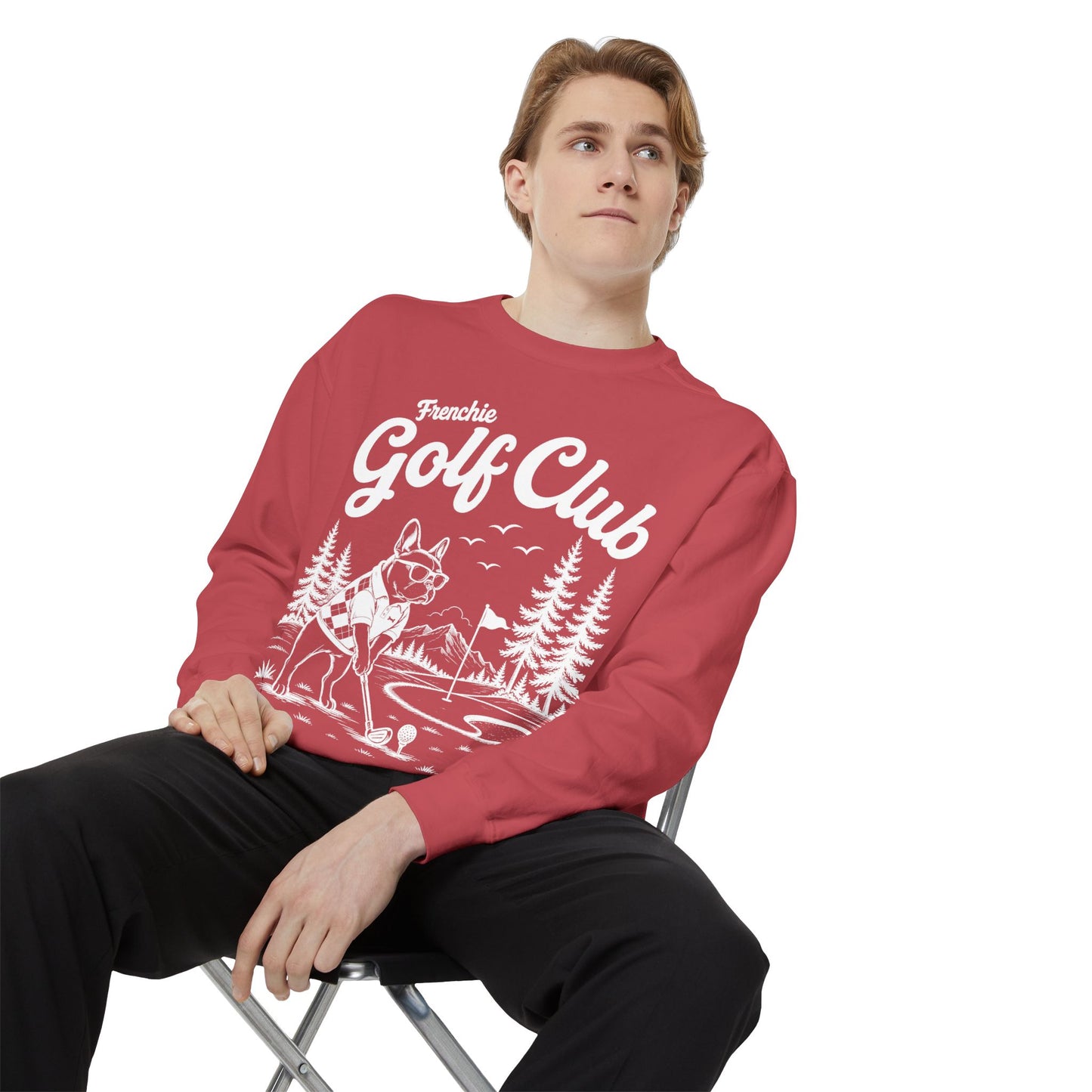 Frenchie Golf Club Sweatshirt, Golfing French Bulldog Crewneck, Golf Lover Dog Sweatshirt, Country Club Frenchie Gift, Vintage Golf Sweatshirt