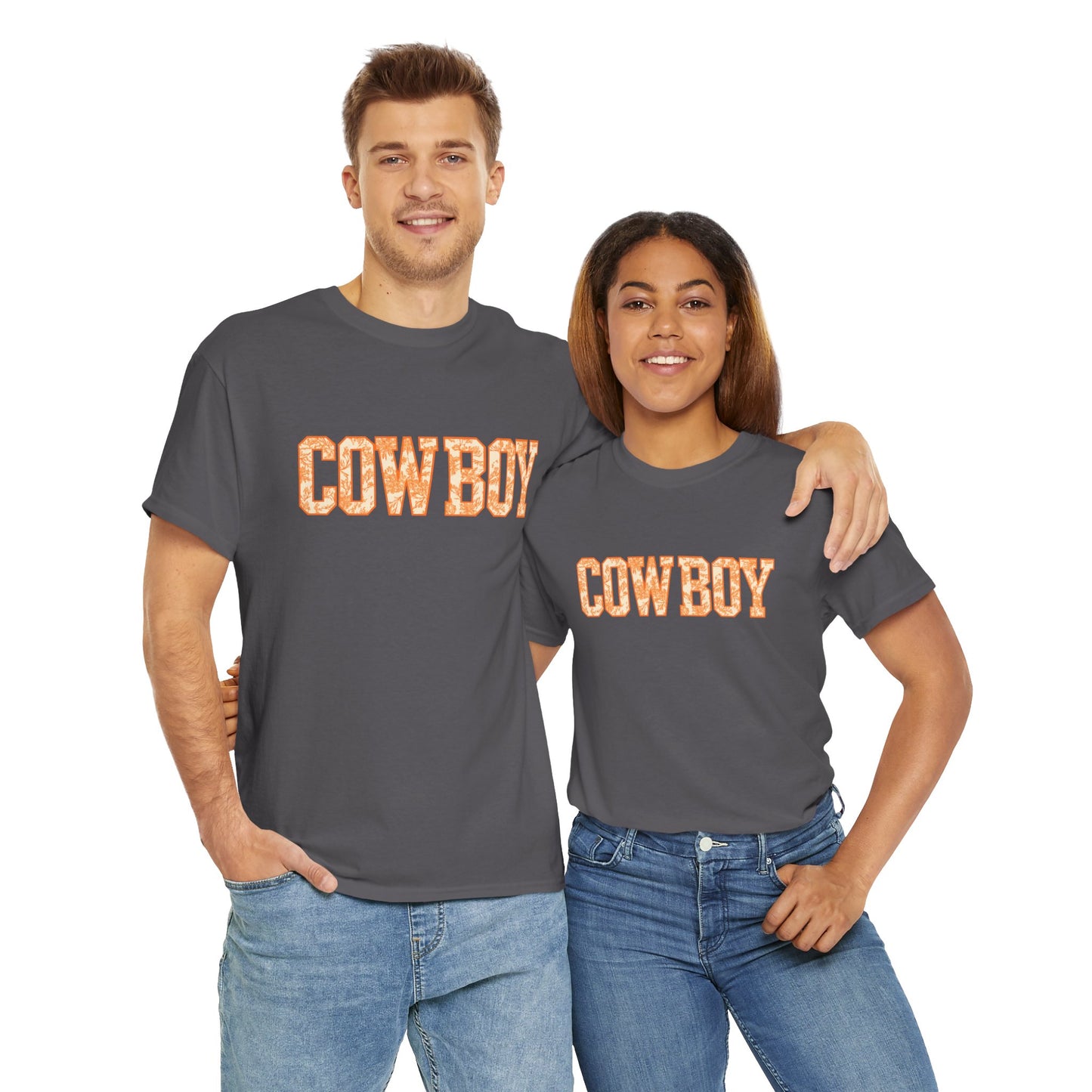 Cowboy Shirt | Western Graphic Tee | Orange Cowboy Typography Shirt | Oklahoma Football Tee | Country Style Cowboy Fan Gift