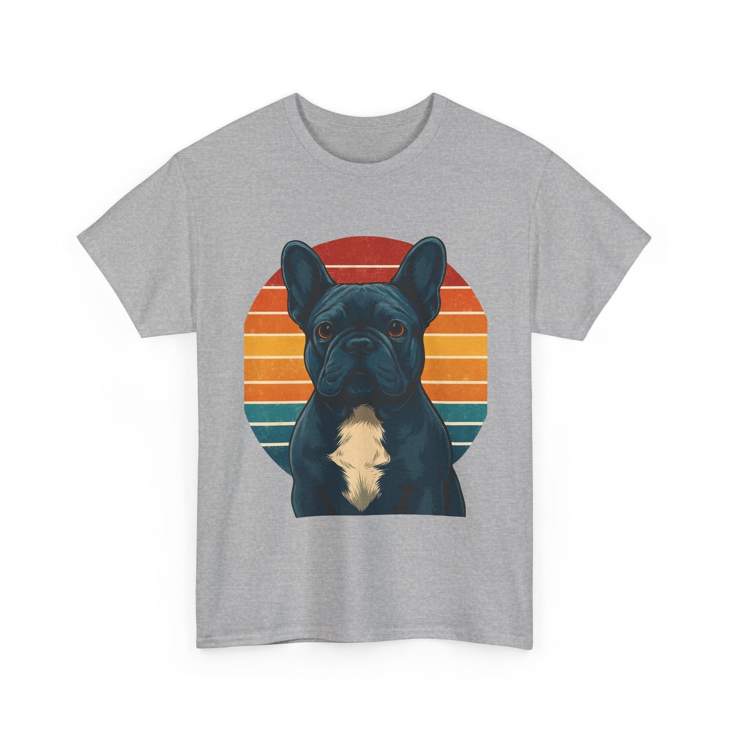 Retro Blue French Bulldog T-Shirt | Vintage Frenchie Dog Tee | 70s Sunset Graphic Shirt | Frenchie Lover Gift | Cute Pet Owner Apparel