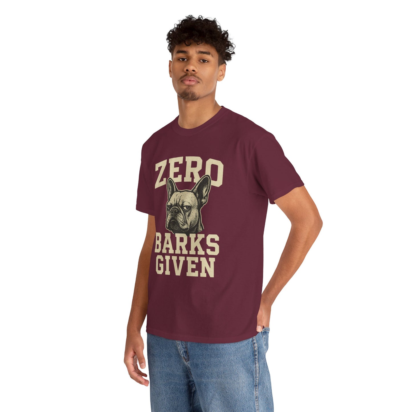 Zero Barks Given Frenchie T-Shirt – Funny French Bulldog Tee, Grumpy Dog Humor Shirt, Frenchie Lover Gift, Dog Mom Graphic Tee, Vintage Style Dog Shirt
