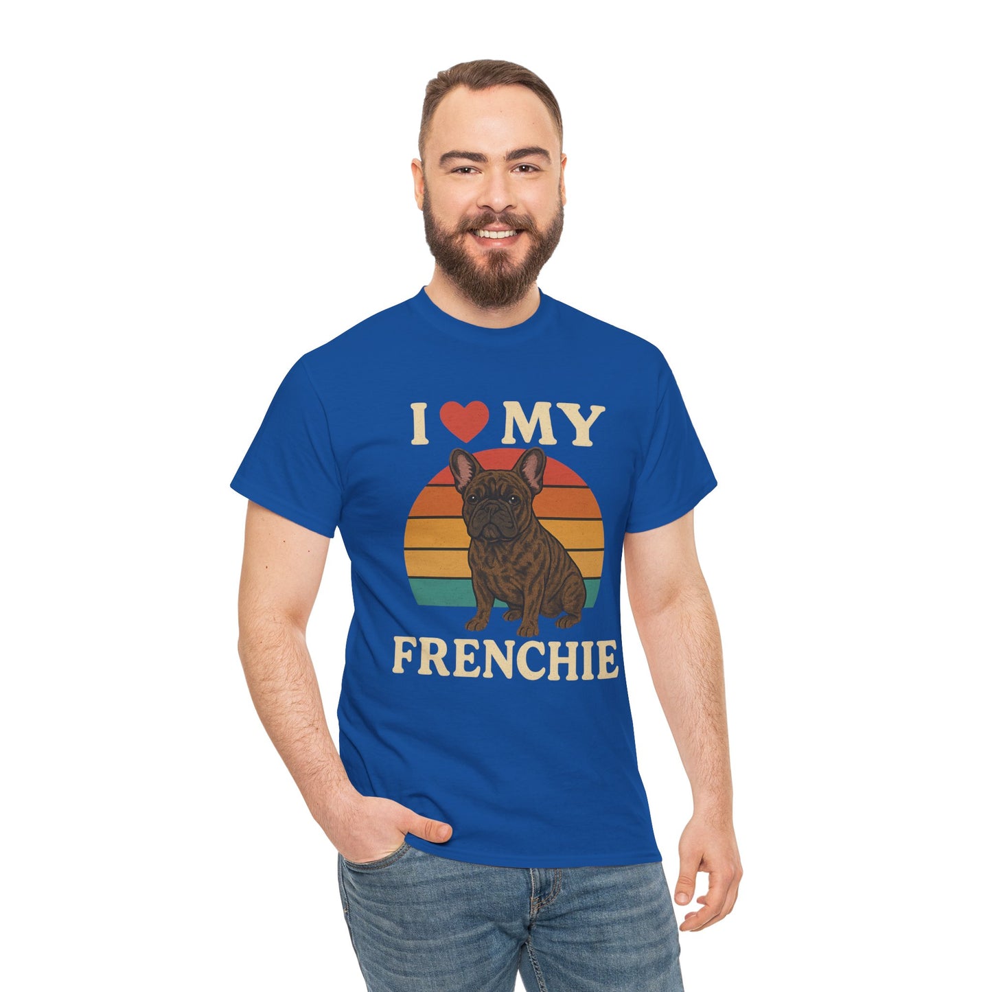 I Love My Frenchie T-Shirt | Retro French Bulldog Tee | Vintage Dog Lover Gift | Frenchie Mom & Dad Shirt | Brindle Bulldog Graphic Top