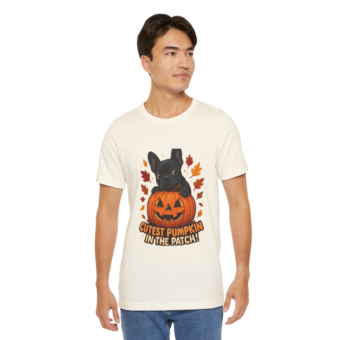Cutest Pumpkin in the Patch Frenchie T-Shirt | Halloween Dog Lover Tee | Fall French Bulldog Shirt | Cute Pumpkin Patch Graphic Tee