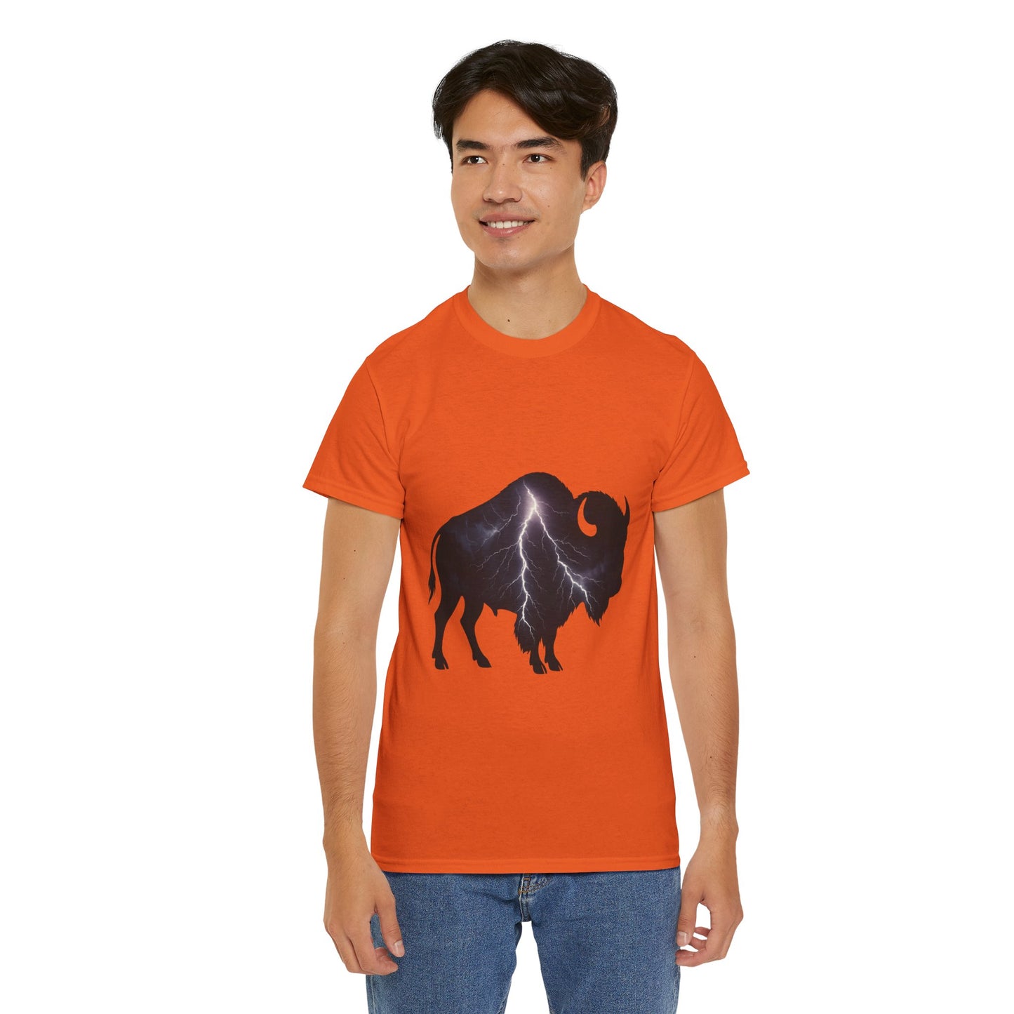 Lightning Bison T-Shirt – Oklahoma City Thunder-Inspired Tee, Electric Bison Graphic Shirt, OKC Basketball Fan Apparel