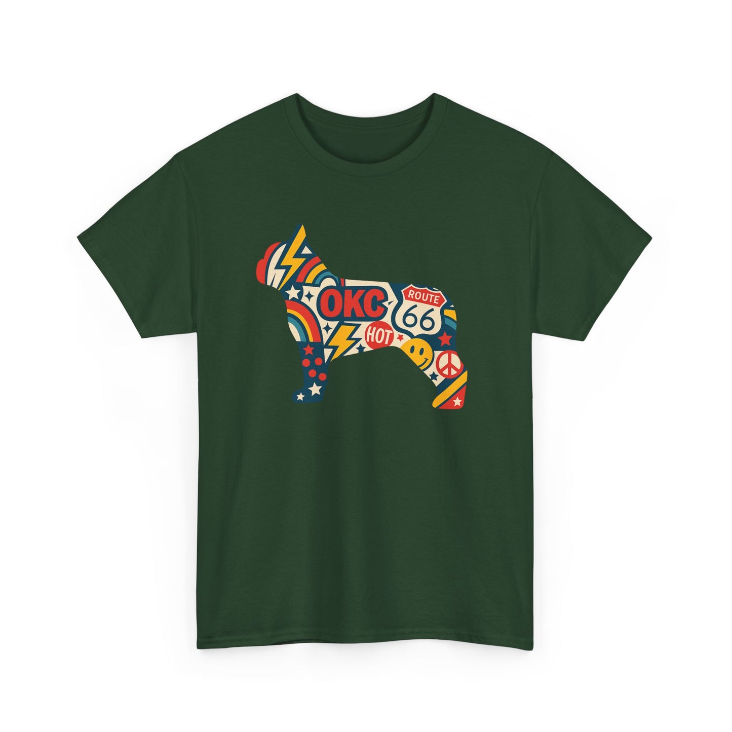 Oklahoma Route 66 French Bulldog T-Shirt | Retro OKC Frenchie Tee | Vintage Route 66 Dog Lover Shirt | Oklahoma Pride Gift for Frenchie Fans