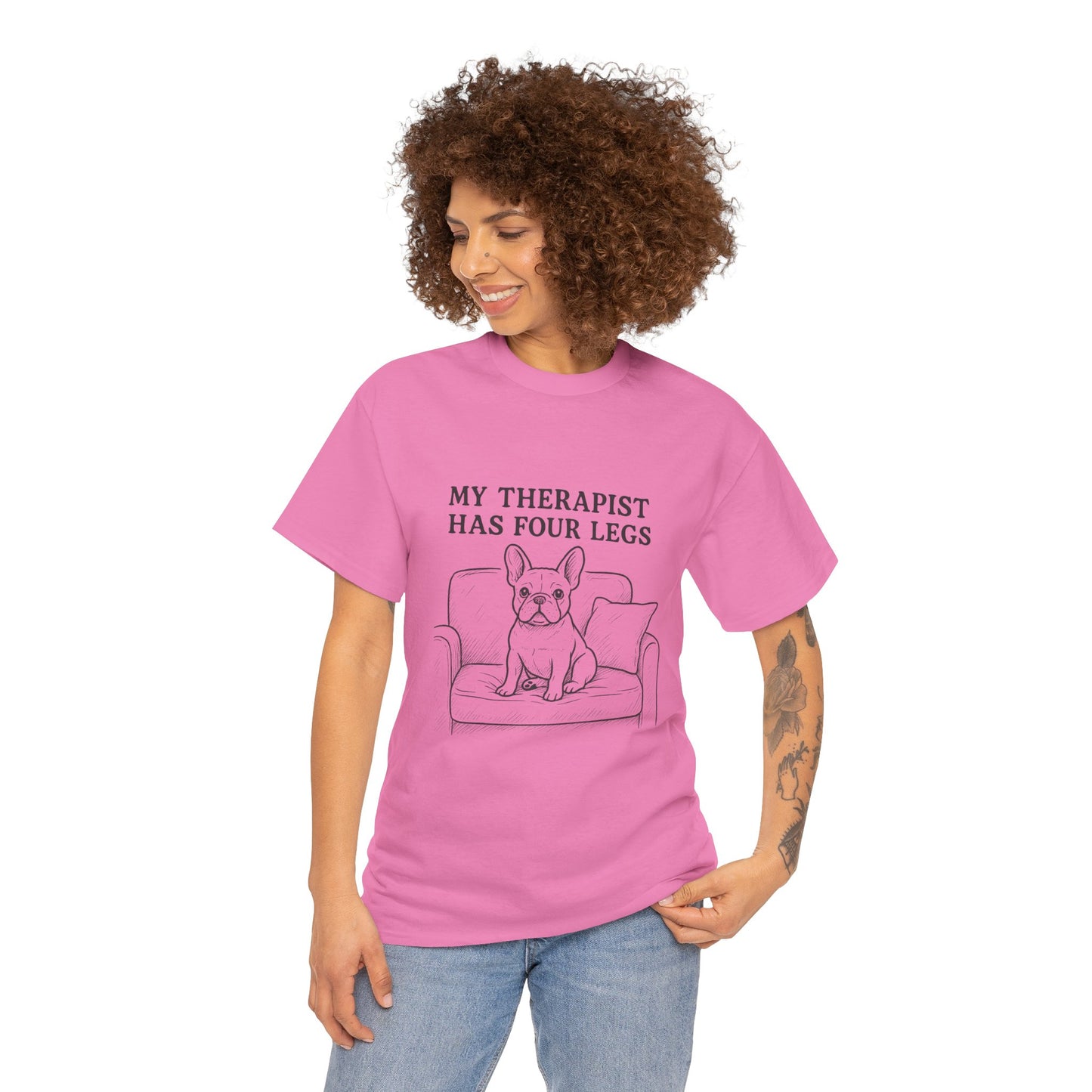 My Therapist Has Four Legs French Bulldog Shirt – Funny Dog Lover Tee, Frenchie Owner Gift, Mental Health Humor Shirt, Cute Pet Apparel