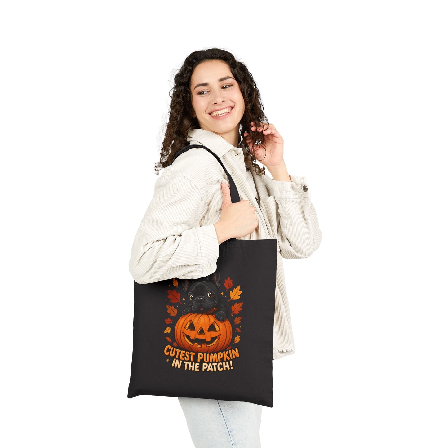 Cutest Pumpkin in the Patch Tote Bag | Frenchie Fall Bag | Halloween Dog Lover Gift | Cute Pumpkin Patch French Bulldog Canvas Tote