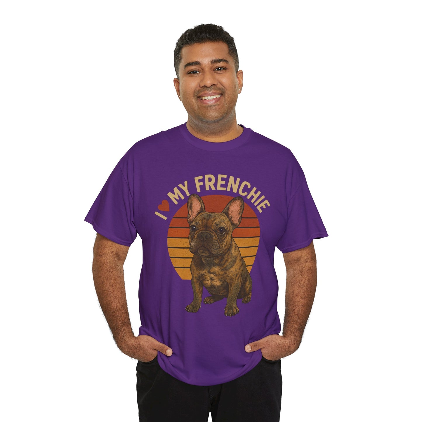 I Love My Frenchie T-Shirt | Brindle French Bulldog Retro Tee | Vintage Dog Lover Shirt | Frenchie Mom & Dad Gift