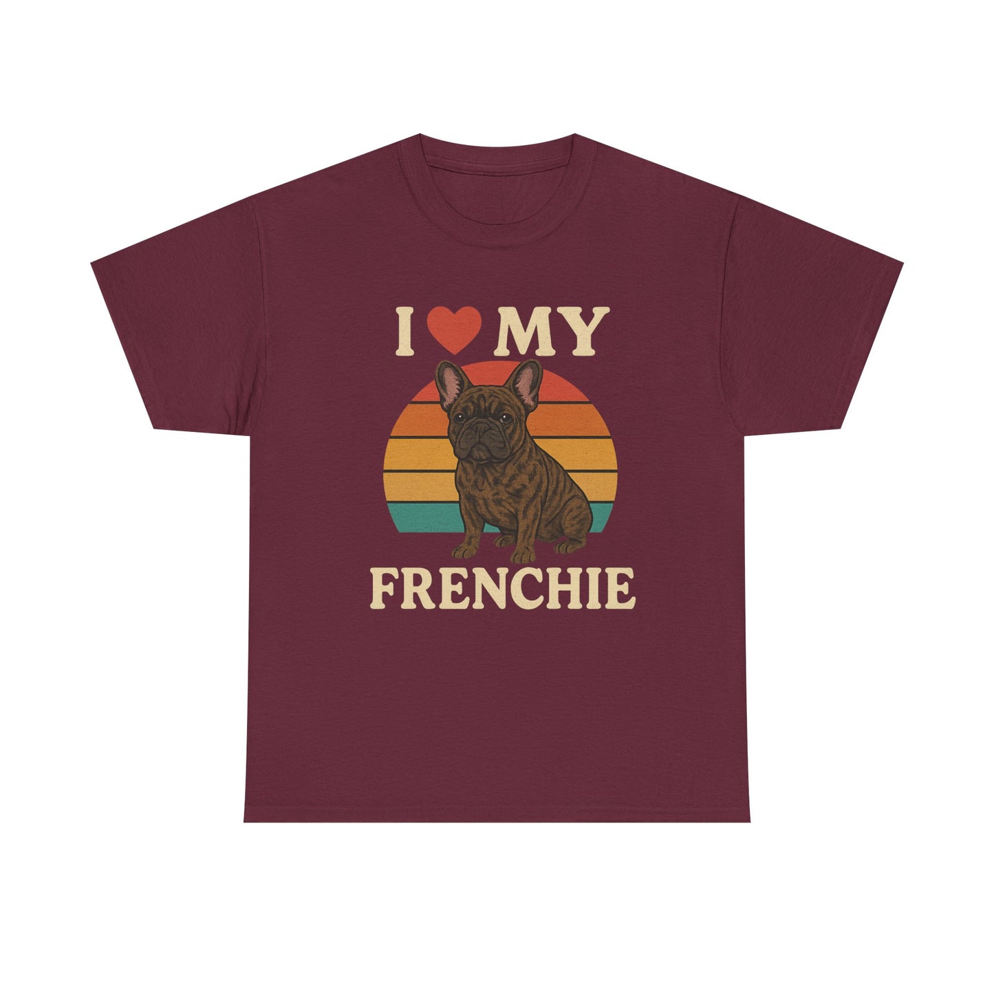 I Love My Frenchie T-Shirt | Retro French Bulldog Tee | Vintage Dog Lover Gift | Frenchie Mom & Dad Shirt | Brindle Bulldog Graphic Top