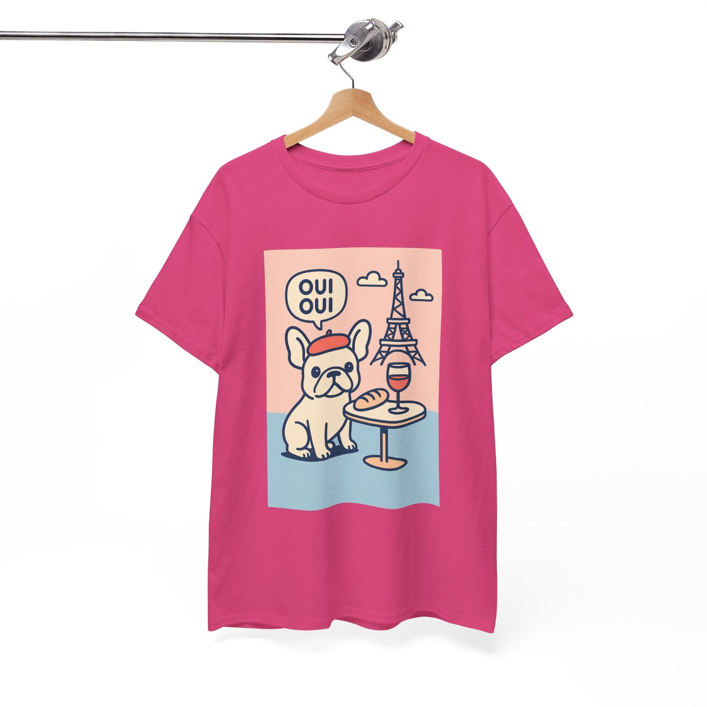 Oui Oui Frenchie Paris T-Shirt – Cute French Bulldog Café Tee, Paris Dog Lover Shirt, Beret & Baguette Graphic, French Bulldog Gift for Women & Men