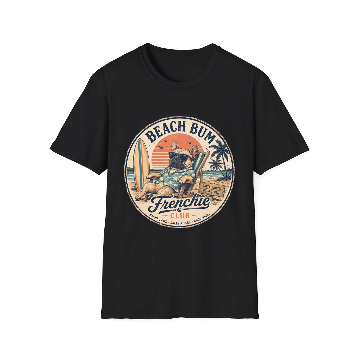 Beach Bum French Bulldog Shirt, Frenchie Beach Club Tee, Summer Frenchie Shirt, Dog Mom Beach Shirt, Coastal French Bulldog Graphic Tee