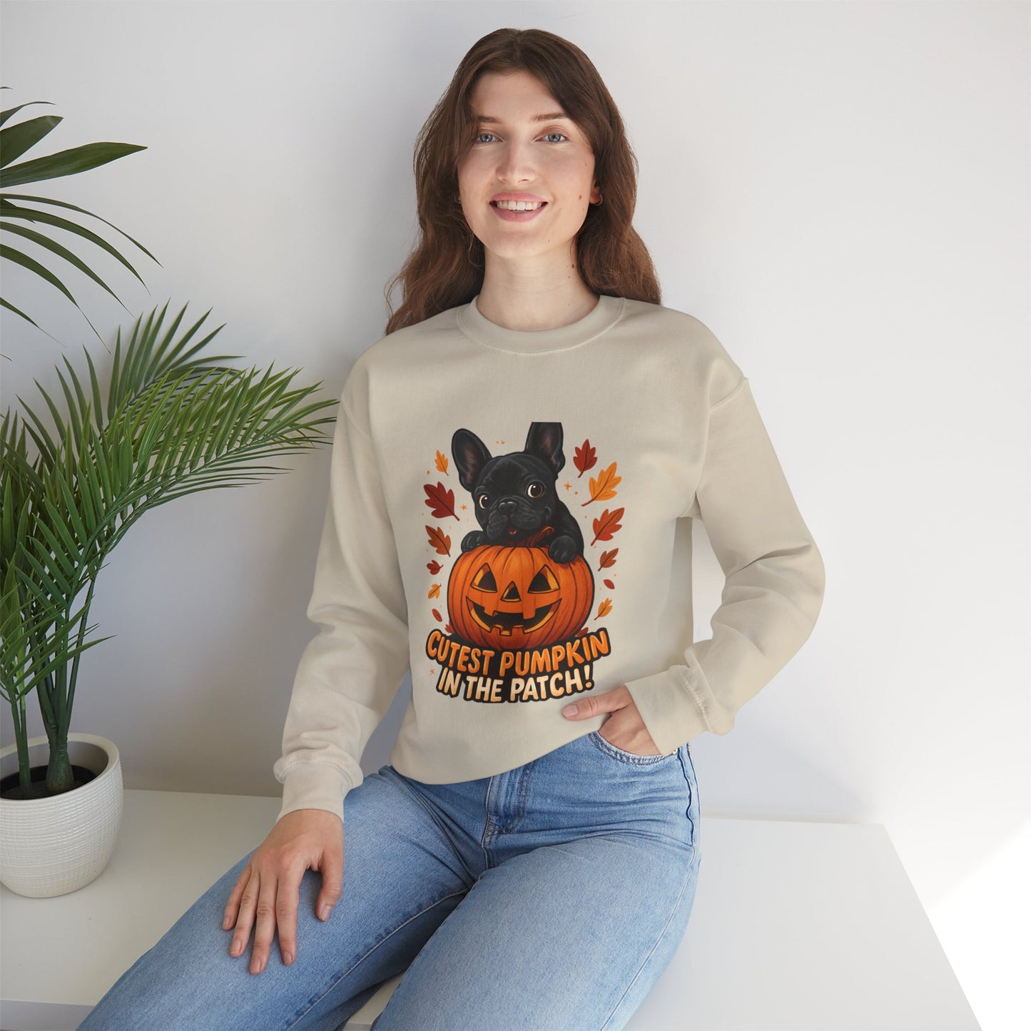 Cutest Pumpkin in the Patch Sweatshirt | Frenchie Fall Crewneck | Halloween Dog Lover Gift | Cozy French Bulldog Pumpkin Patch Pullover