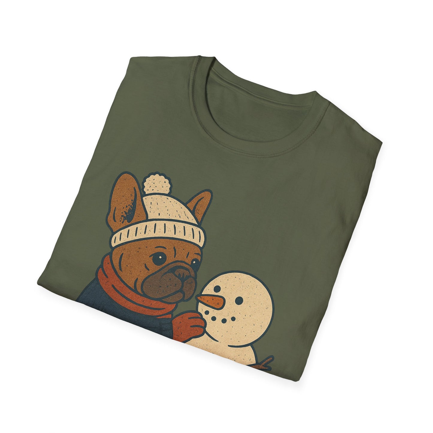 French Bulldog Snowman T-Shirt • Cute Winter Frenchie Tee • Holiday Dog Lover Shirt • Christmas Pup Graphic • Cozy Winter Pet Lover Gift