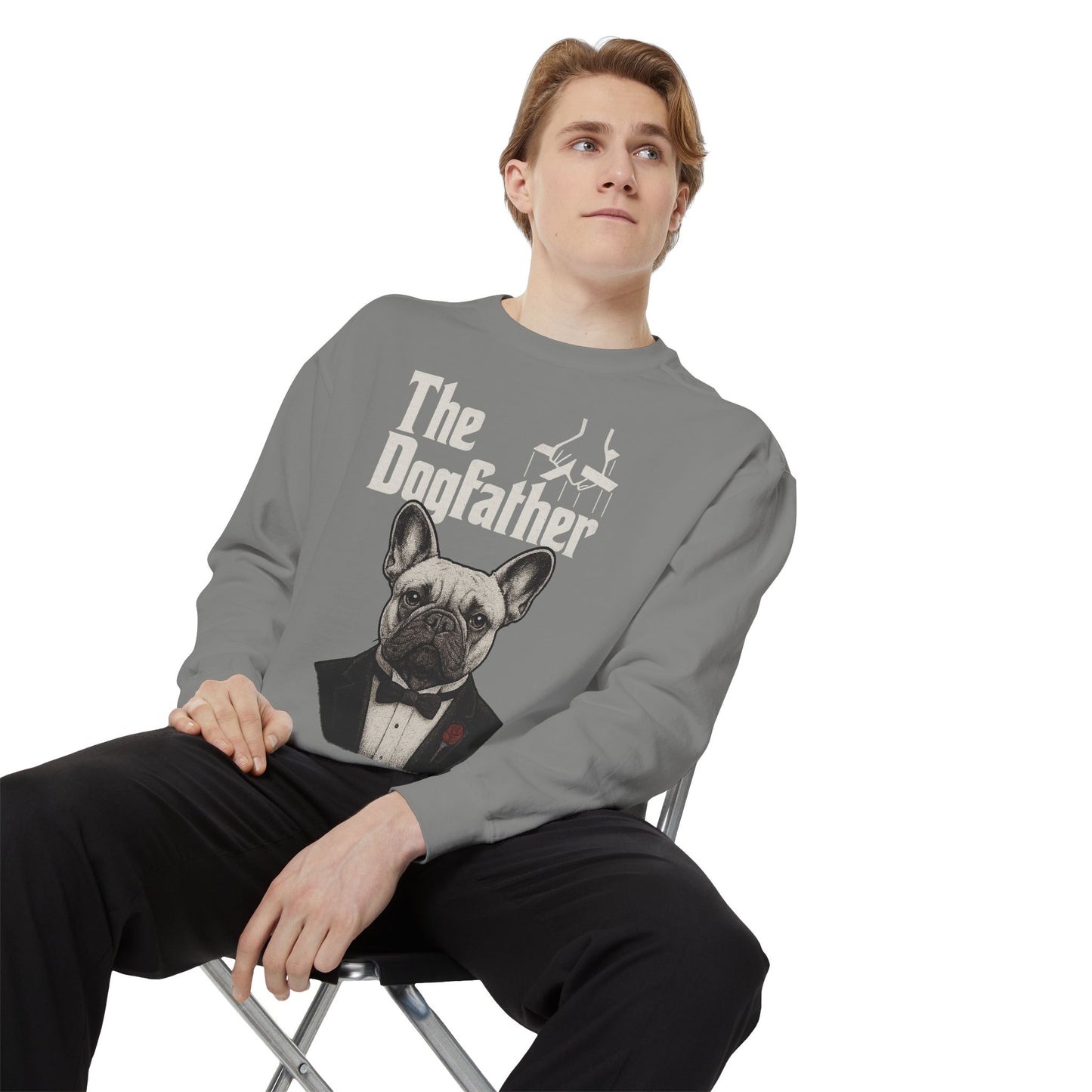 The Dogfather Sweatshirt | Funny French Bulldog Pullover | Dog Dad Crewneck | Mafia Style Frenchie Lover Sweater