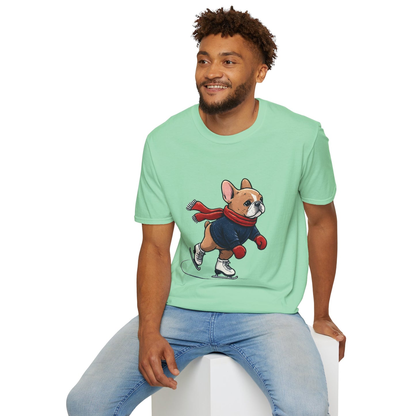 French Bulldog Ice Skating Shirt – Cute Winter Frenchie Tee, Holiday Dog Lover Gift, Skating Frenchie T-Shirt, Cozy Winter Puppy Graphic Tee