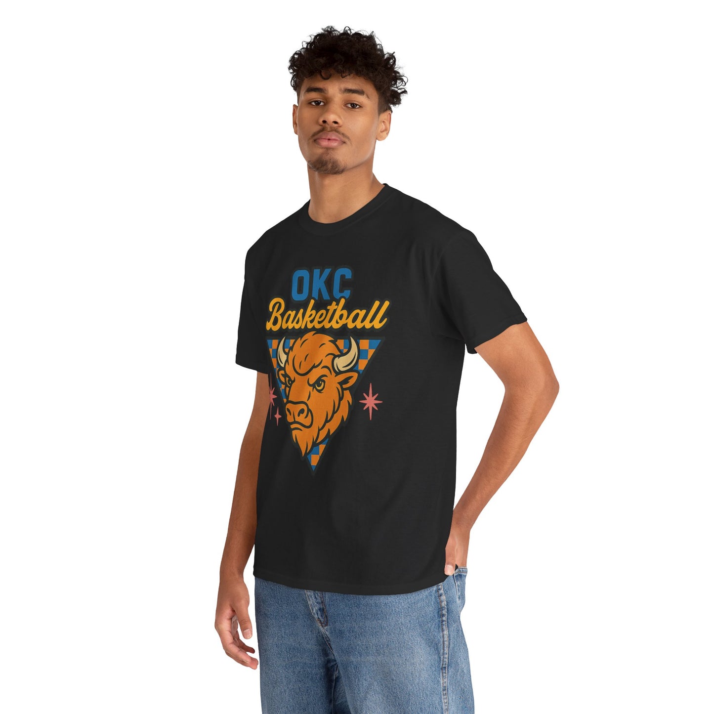 OKC Basketball Bison T-Shirt | Oklahoma City Retro Basketball Tee | Thunder Style Shirt | OKC Fan Gift | Vintage Sports Graphic