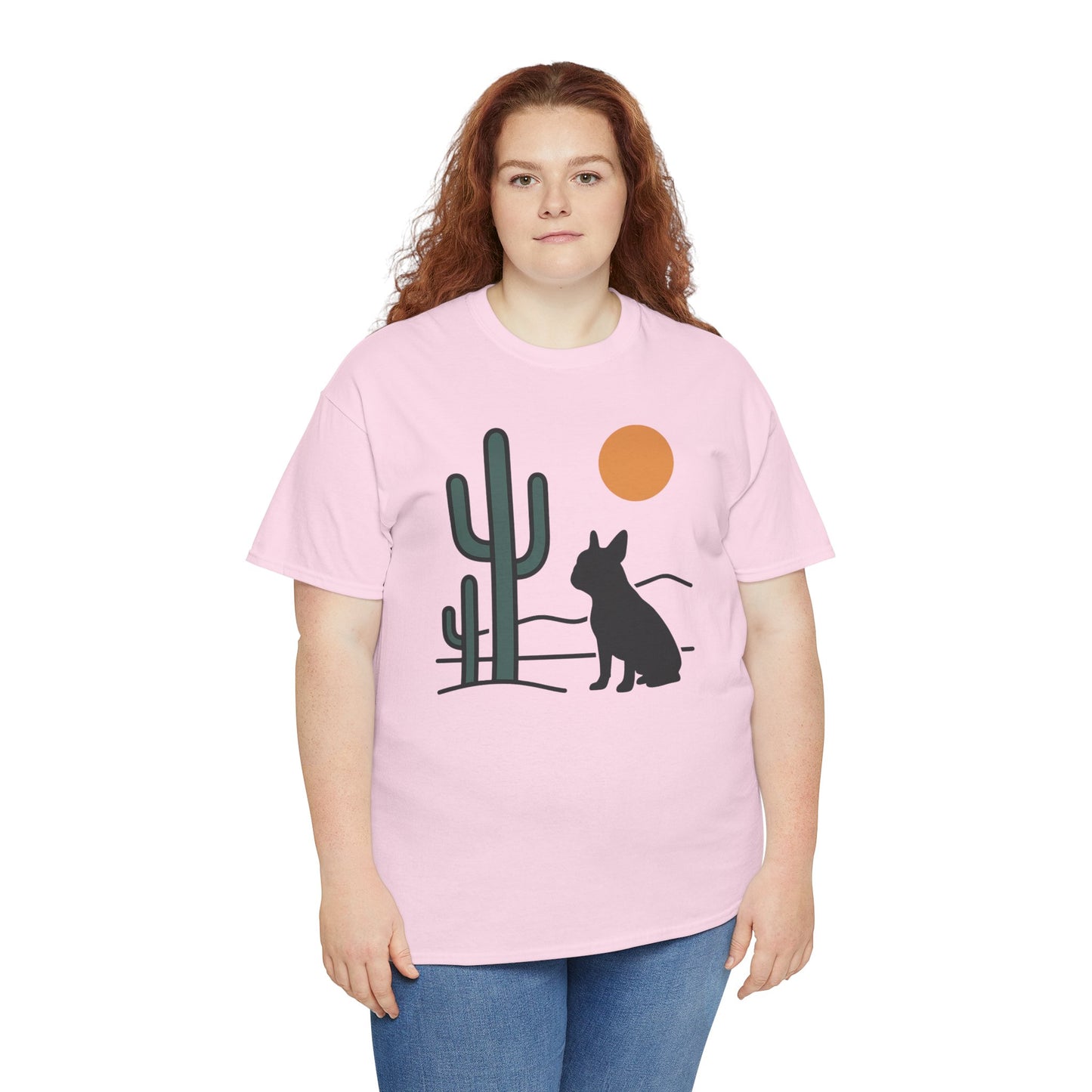 Desert Frenchie T-Shirt | Minimalist Cactus Dog Tee | French Bulldog Desert Sunset Shirt | Pet Lover Gift | Modern Graphic Dog Mom Tee