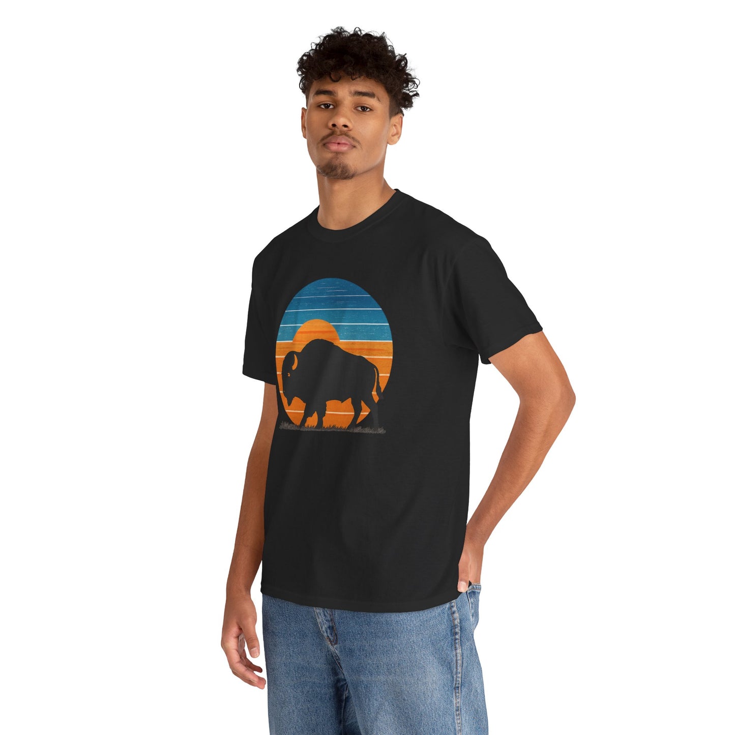 Oklahoma Bison Sunset Shirt | Retro Buffalo Tee | OKC Basketball Colors T-Shirt