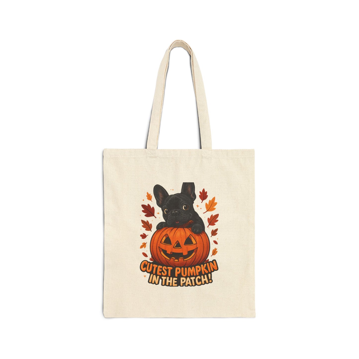 Cutest Pumpkin in the Patch Tote Bag | Frenchie Fall Bag | Halloween Dog Lover Gift | Cute Pumpkin Patch French Bulldog Canvas Tote