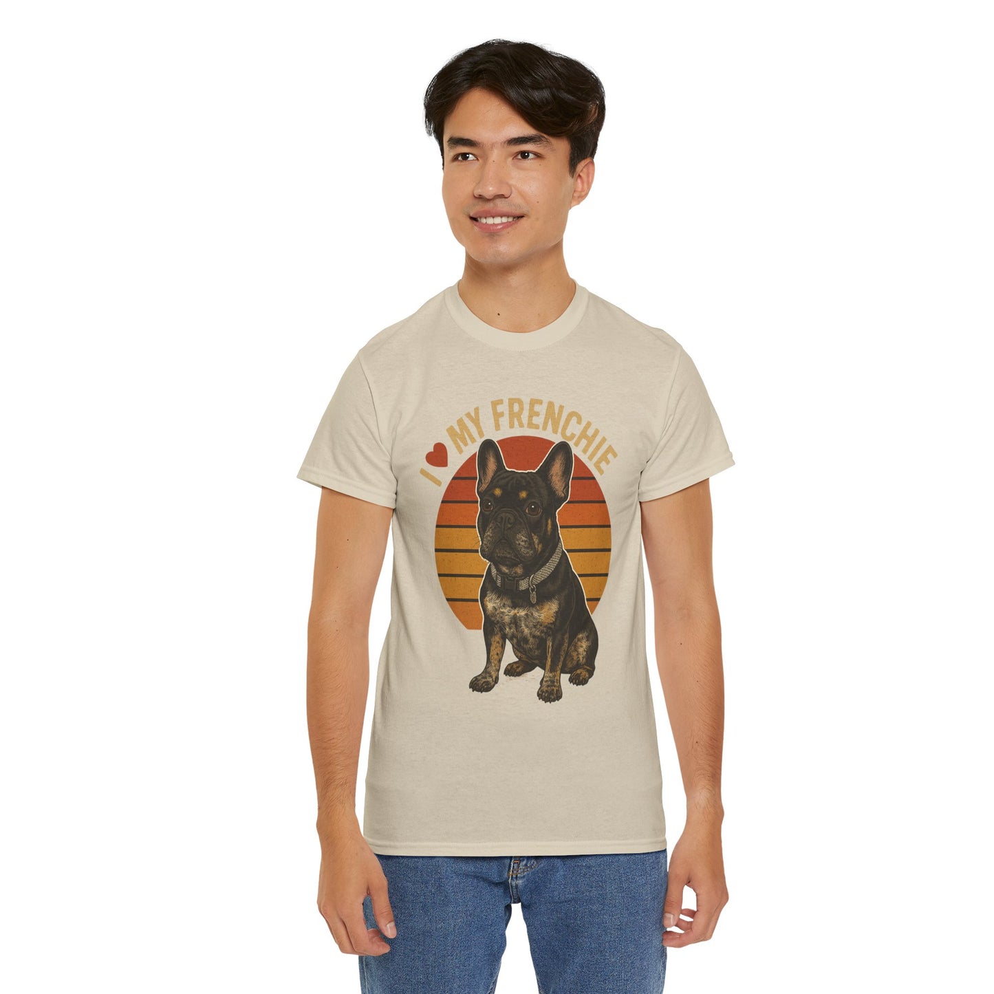 I Love My Frenchie T-Shirt | Retro French Bulldog Tee | Black & Tan Frenchie Gift | Vintage Dog Lover Shirt for Frenchie Moms & Dads