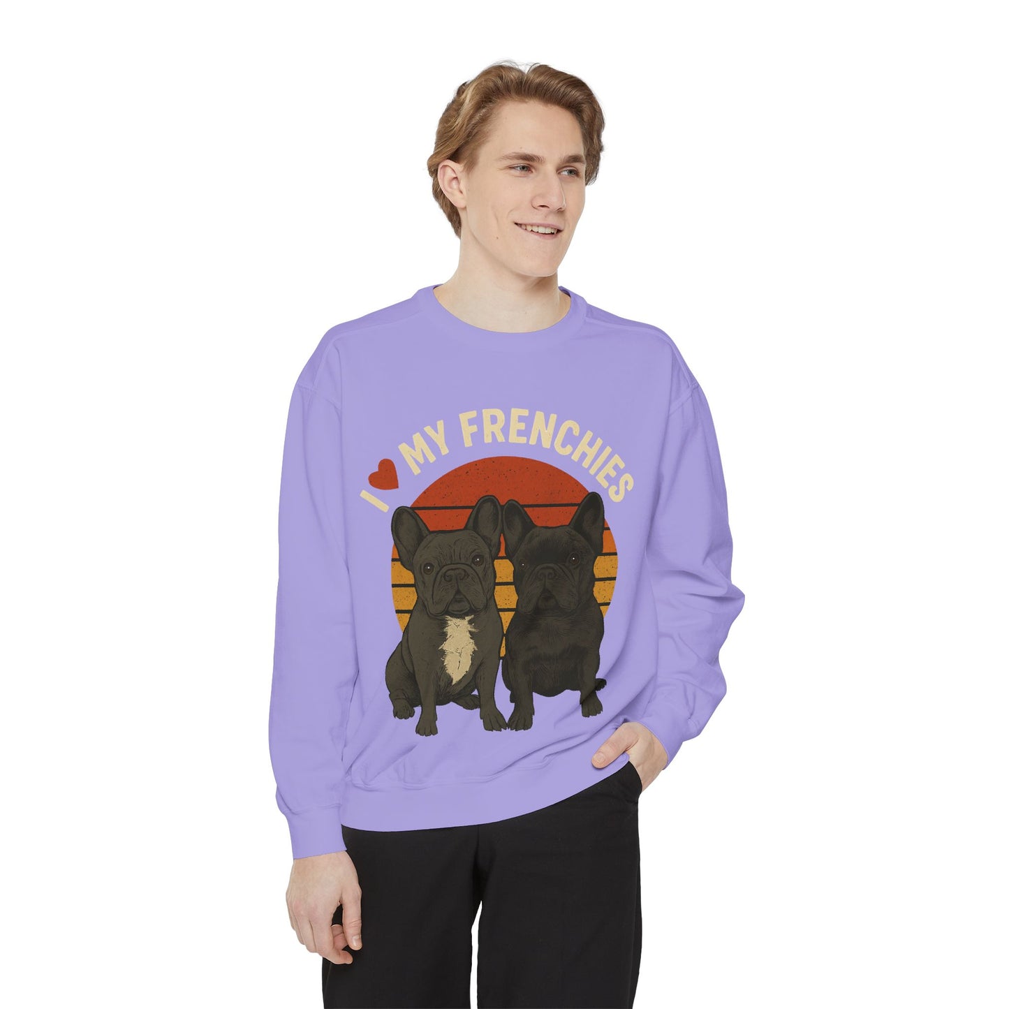 I Love My Frenchies Sweatshirt | Retro French Bulldog Pullover | Vintage Dog Mom Crewneck | Cozy Frenchie Lover Sweater