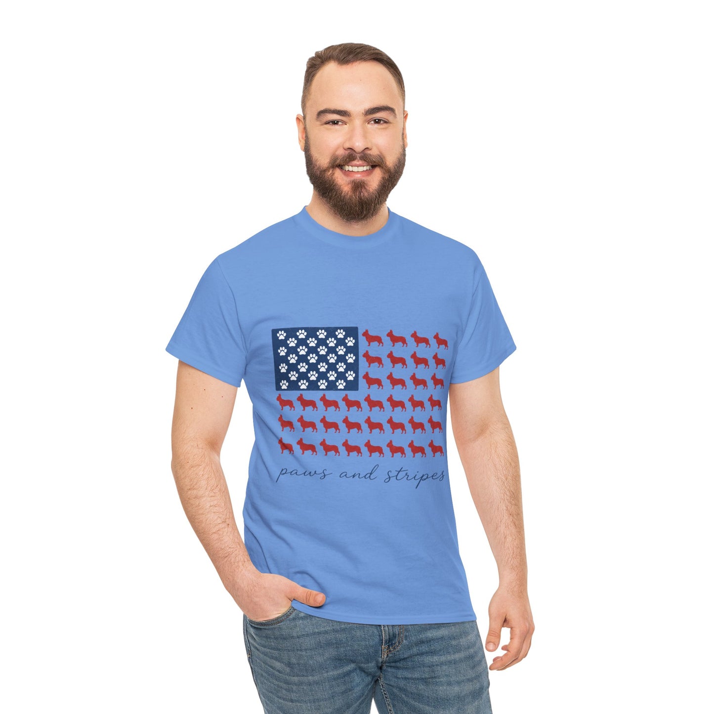 Paws and Stripes Shirt, Patriotic French Bulldog Tee, Frenchie American Flag Shirt, 4th of July Dog Lover Gift, USA Frenchie Tee