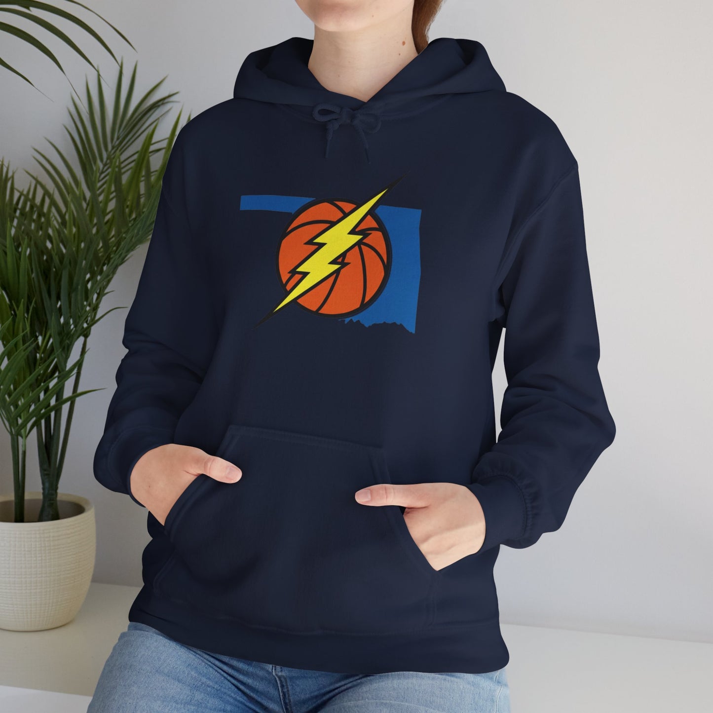 Oklahoma Basketball Lightning Hoodie | Thunder Fan Hoodie | Oklahoma Basketball Sweatshirt | Blue Orange Game Day Hoodie