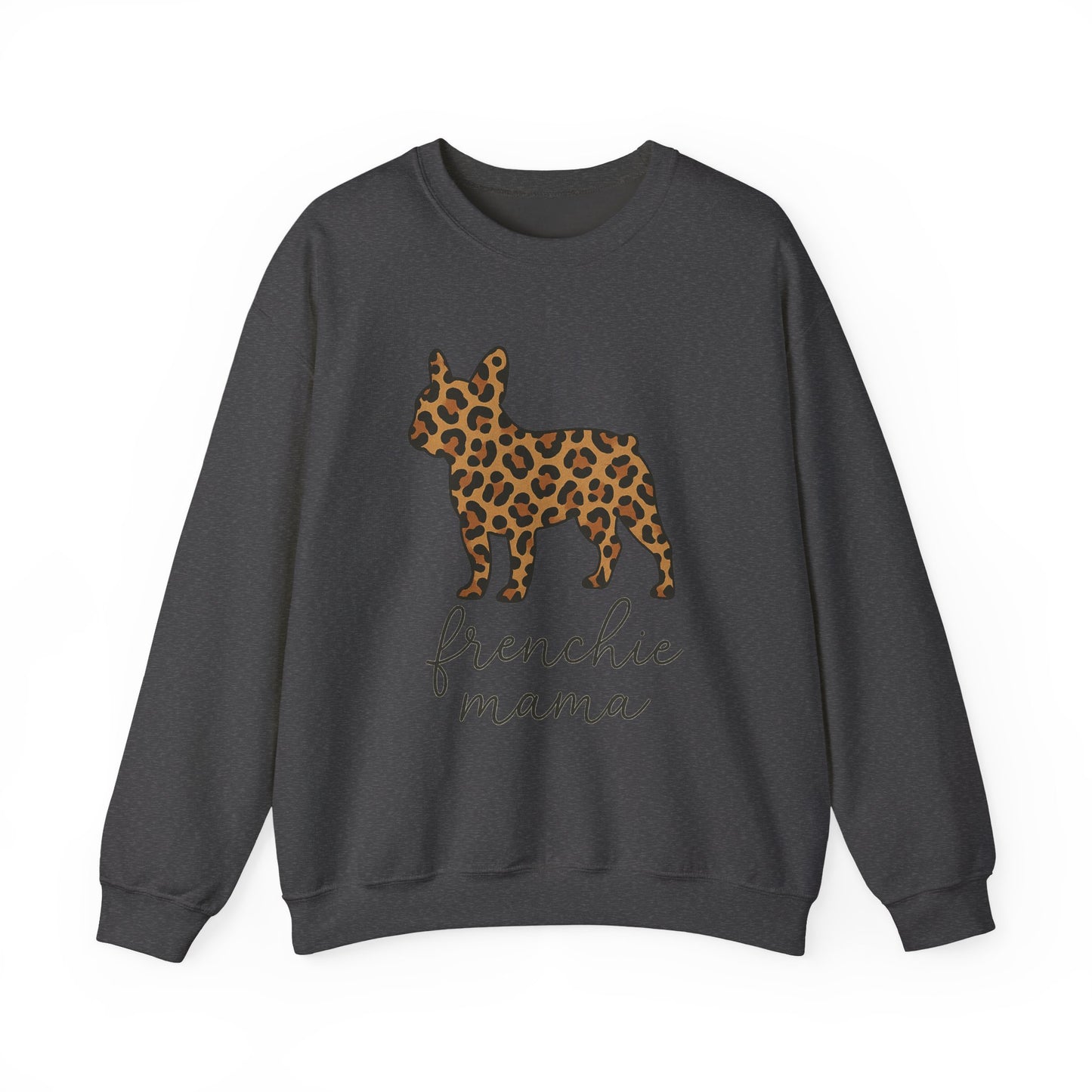 Frenchie Mama Leopard Print Sweatshirt | French Bulldog Mom Crewneck | Cheetah Print Frenchie Sweater | Dog Mom Gift | Cute Animal Print Pullover