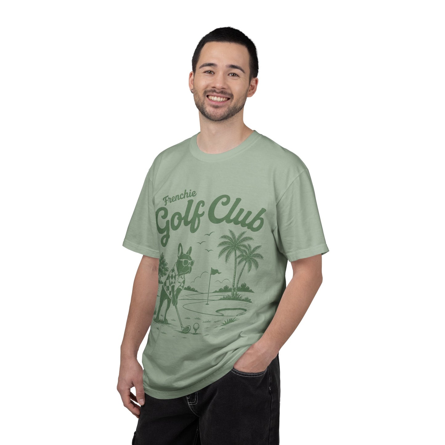 Golf Club T-Shirt — 'Frenchie Golf Club' Graphic Tee for Dog & Golf Lovers