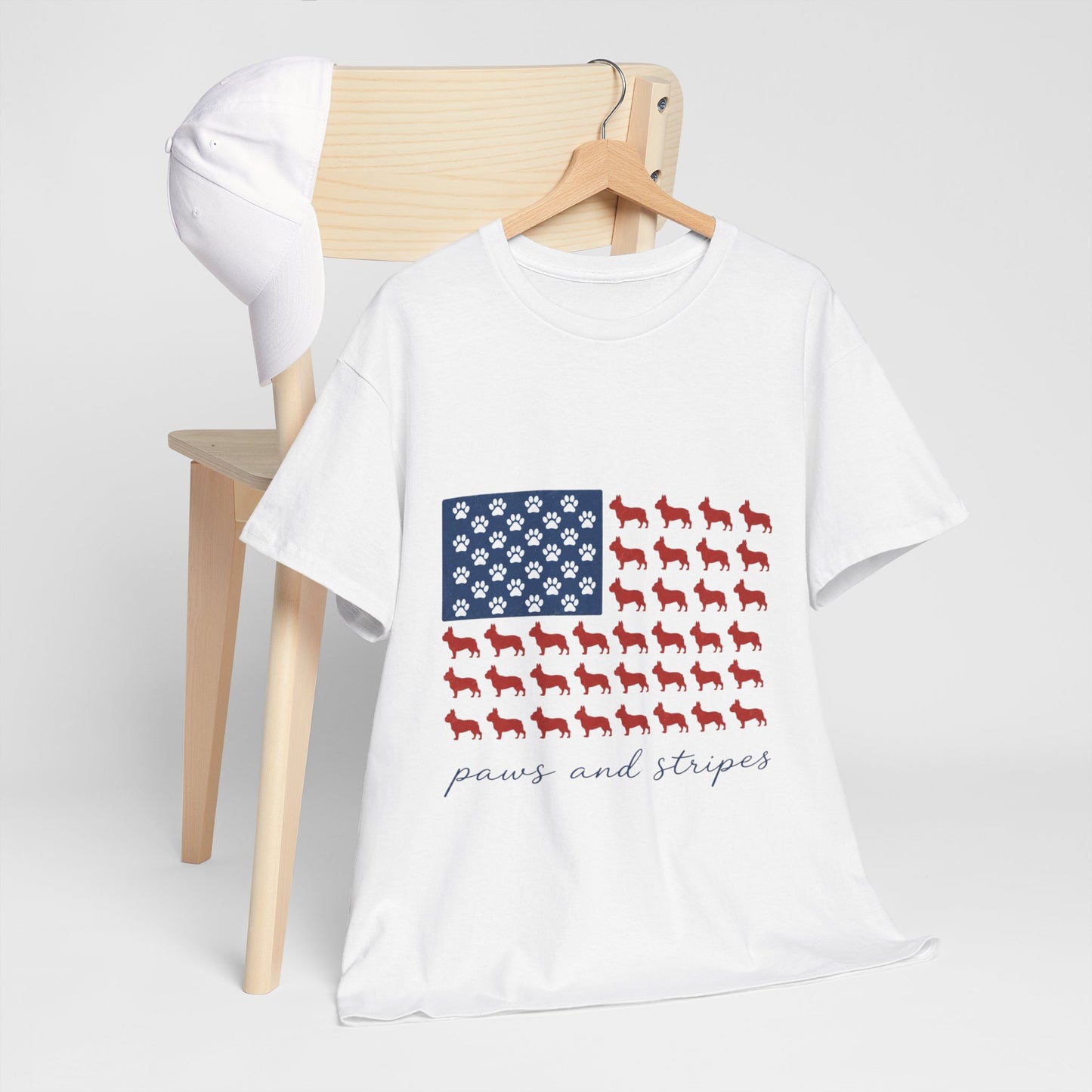 Paws and Stripes Shirt, Patriotic French Bulldog Tee, Frenchie American Flag Shirt, 4th of July Dog Lover Gift, USA Frenchie Tee