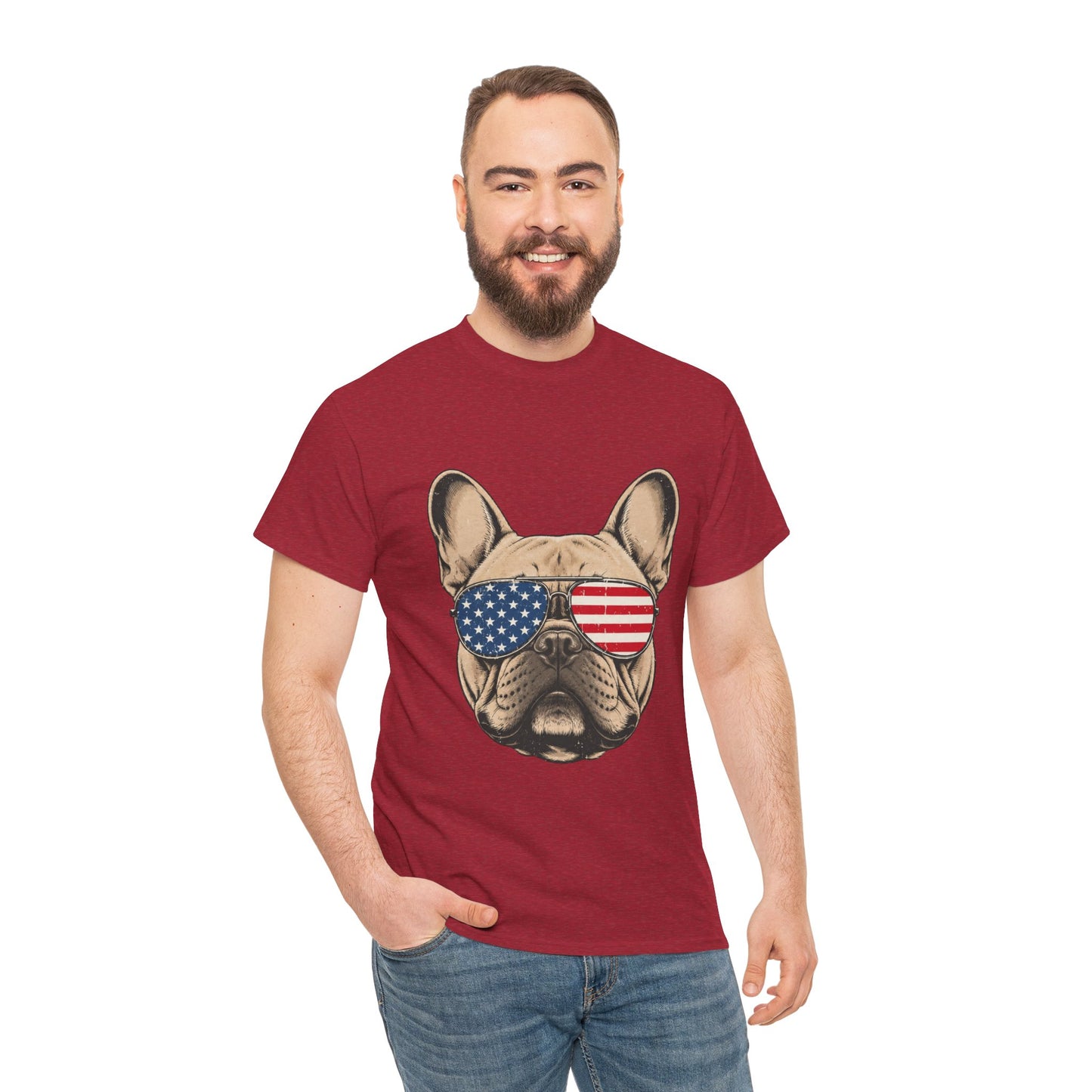 Patriotic French Bulldog Shirt, American Flag Sunglasses Frenchie Tee, Fourth of July Dog Lover Shirt, USA French Bulldog Gift