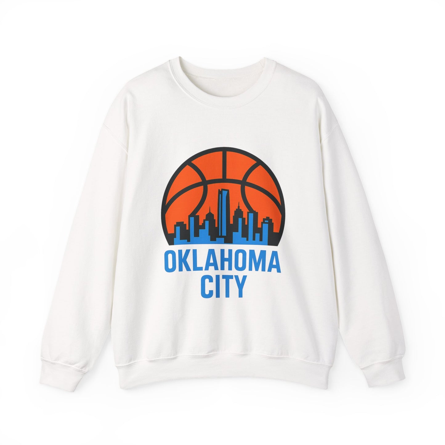 Oklahoma City Basketball Sweatshirt | Blue & Orange Skyline Pullover