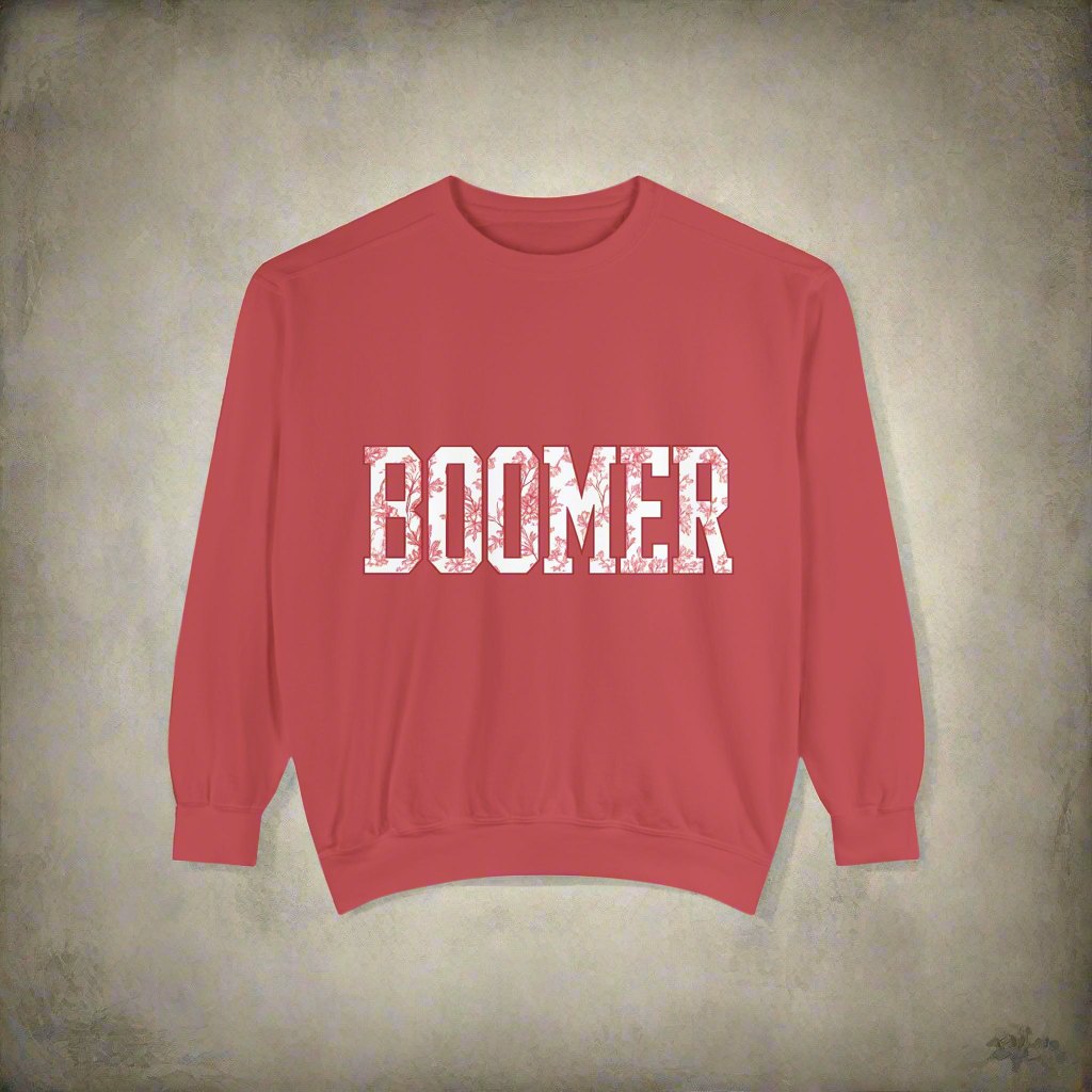 Boomer Toile Sweatshirt | Oklahoma Football Inspired Pullover | Red & Cream Toile Print Crewneck | Retro Game Day Oklahoma Sweater