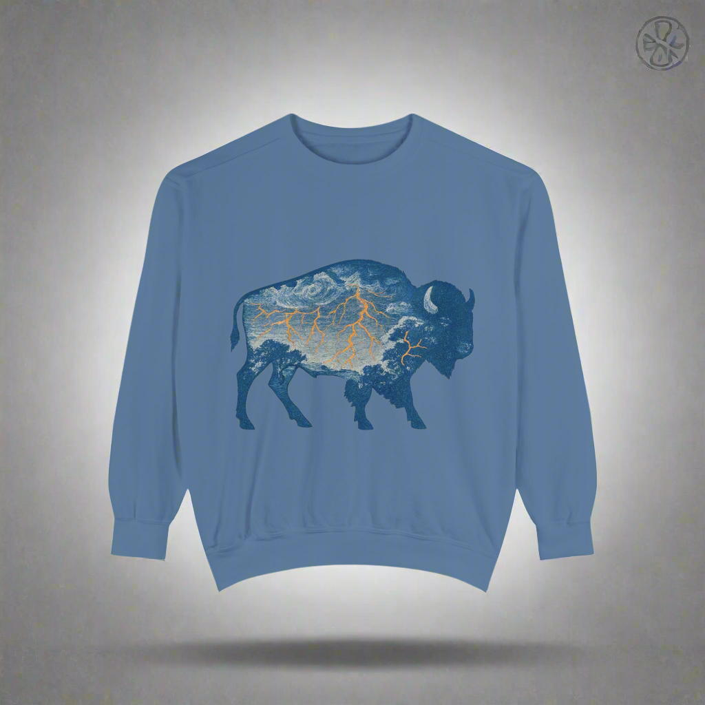OKC Inspired Buffalo Pullover | Oklahoma Bison Lightning Sweatshirt | Retro Oklahoma Basketball Fan Sweater | Unisex