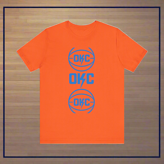 OKC Basketball T-Shirt | Oklahoma Basketball Inspired Tee | Retro Thunder Fan Shirt | Orange and Blue Game Day Graphic Tee