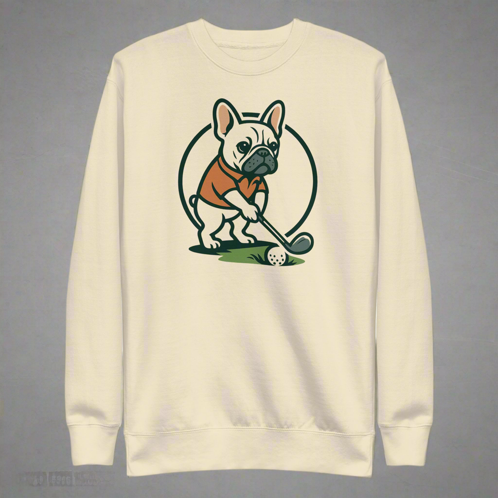 Frenchie Golfing Unisex Premium Sweatshirt
