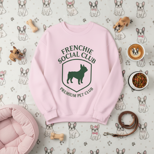 French Bulldog Club Sweatshirt | Retro Frenchie Pullover | Unisex Dog Lover Crewneck | Minimal Country Club Style Frenchie Sweater