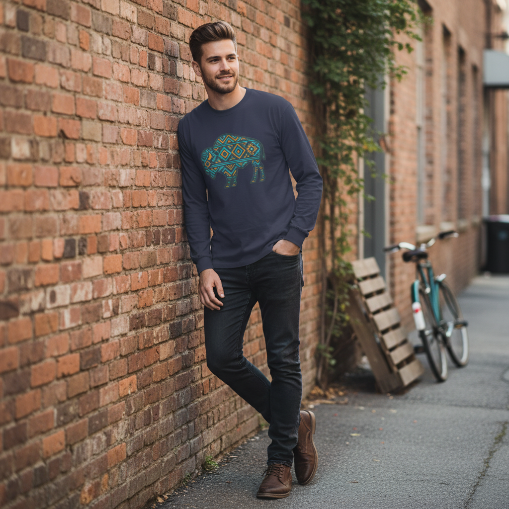 Aztec Bison Premium heavyweight long sleeve shirt