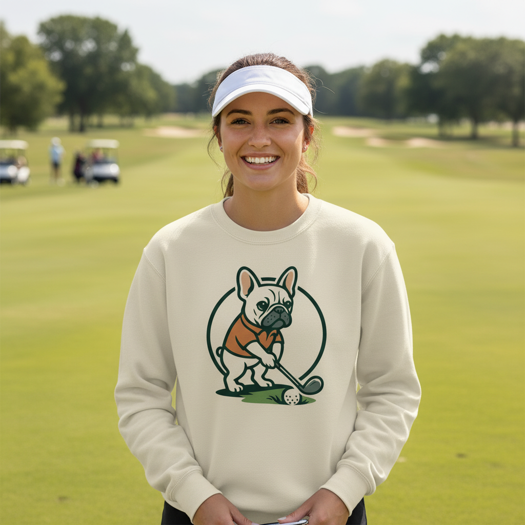 Frenchie Golfing Unisex Premium Sweatshirt