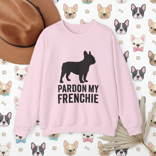 Pardon My Frenchie Pullover | Retro French Bulldog Sweatshirt | Funny Dog Lover Crewneck | Vintage Graphic Frenchie Sweater for Her or Him