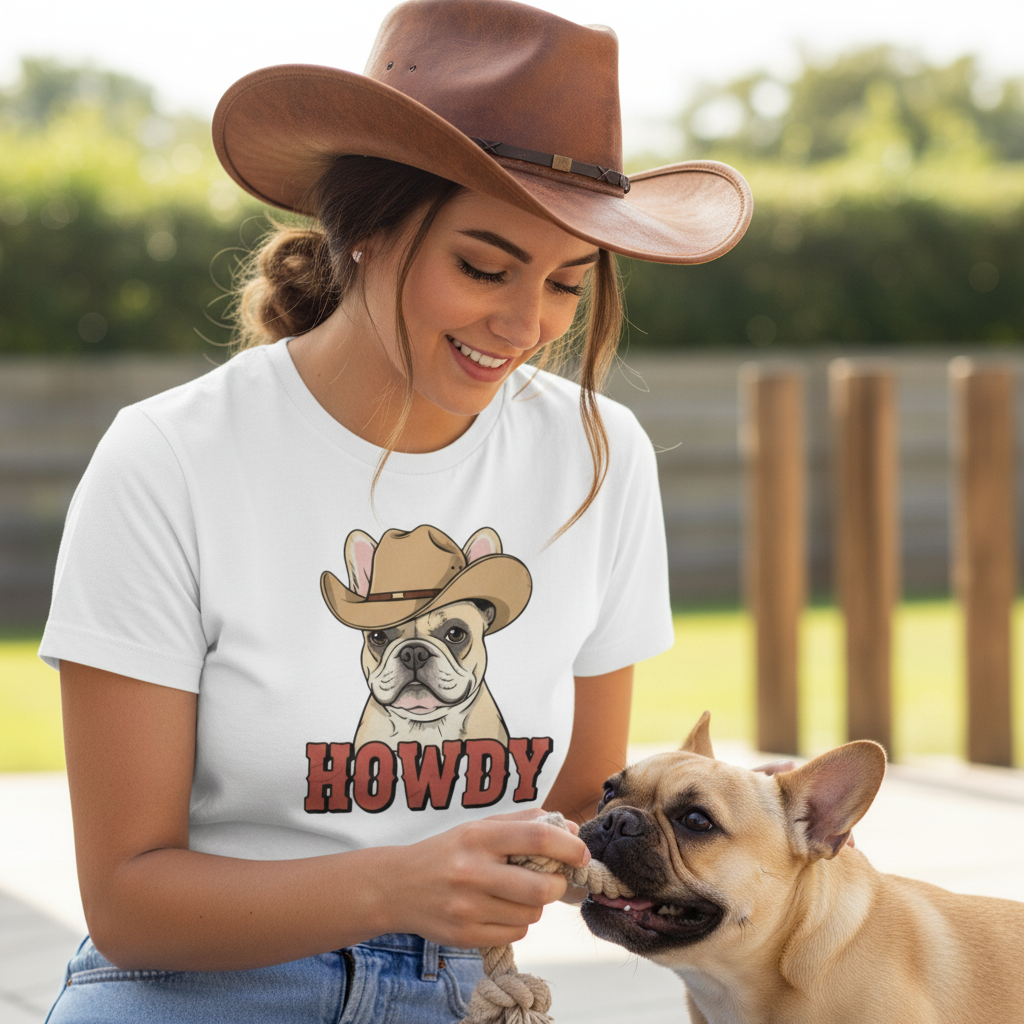 Howdy Cowboy Frenchie Unisex t-shirt