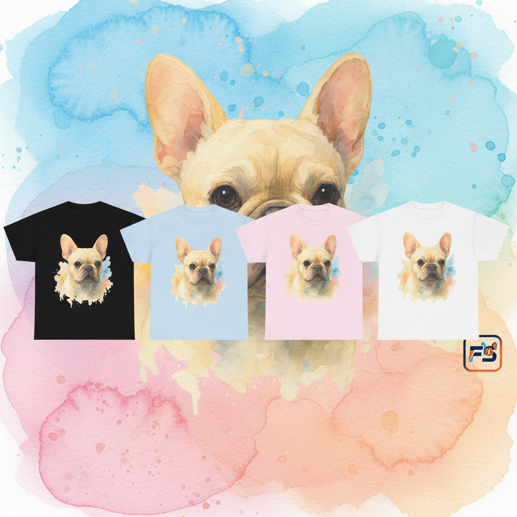 Watercolor French Bulldog T-Shirt | Artistic Frenchie Graphic Tee | Cute Dog Lover Shirt | Unique Gift for Him or Her