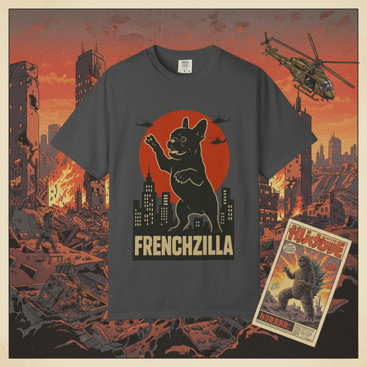 French Bulldogzilla T-shirt | Retro Japanese Frenchie Tee | Funny Inspired Dog Lover Gift | Unisex t-shirt